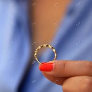 แหวนแต่งงานสไตล์วินเทจสุดหรูประดับโมอิสซาไนต์ ดีไซน์อาร์ตเดโค ทองคำ 14k สีเหลือง ได้รับการรับรองจาก GRA  งานสั่งทำพิเศษสำหรับผู้หญิง - Product Image 2