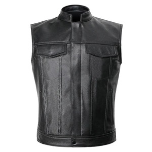 Gilet en simili cuir noir pour homme, style classique, veste de motard élégante, style punk, col montant, veste d'équipe - Product Image 3
