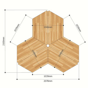 Juego de Mesas Trapezoidales de Madera de Caucho de 6 Piezas con Patas de Hierro, Requiere Ensamblaje, HBLG011 - Product Image 3