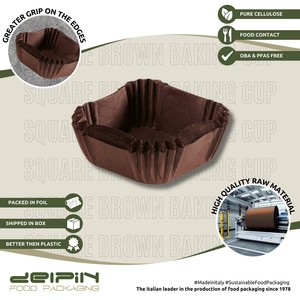 Fabriqué en Italie, personnalisable, papier sulfurisé brun carré, jetable, double paroi, recyclable, moules à cupcakes, qualité alimentaire - Product Image 4