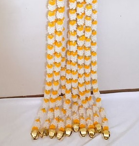 Mogra จัสมินมาลัยพร้อมพู่ห้อยทองระฆังสำหรับฉากหลัง haldi งานแต่งงานอินเดีย mepdoor แขวนเทศกาลตกแต่งงาน - Product Image 1