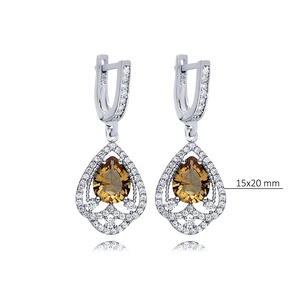 15x20มม. ลูกแพร์รูปร่าง sultanite CZ ต่างหูหินห้อย925เงินสเตอร์ลิงขายส่งเครื่องประดับตุรกี - Product Image 2