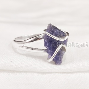 เครื่องประดับหินหยาบแหวนผู้หญิงแหวนธรรมชาติปรับได้พลอย tanzanite วงลวดวันเกิด925แหวนเงินสเตอร์ลิง - Product Image 1