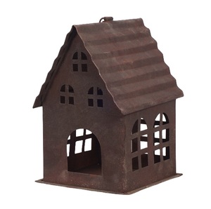 Casa Natural pequeña casa de hierro acabado Gris aspecto Natural para decoración del hogar Diwali regalos casa sala de estar decorativa granja - Product Image 6
