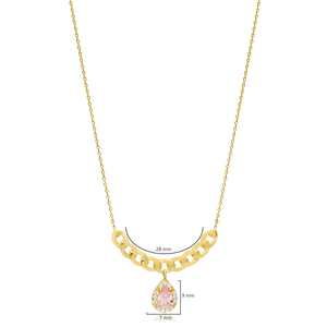 Forma ovalada cuarzo rosa CZ piedra brillante encanto collar 925 joyería de plata colgante al por mayor turco - Product Image 2