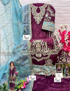 El último traje de diseñador Evergreen de alta calidad, el mejor traje Salwar de Organza pesado y Dupatta con trabajo de bordado pesado, proveedor indio - Product Image 4