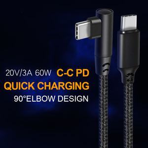 Cable de carga rápida en forma de L, tipo C a tipo C, de nailon trenzado, de 5 pies, para teléfonos celulares y dispositivos. - Product Image 4