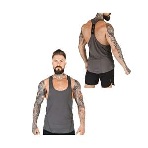 Camiseta Deportiva de Gimnasio para Hombre, Estilo Informal, Espalda Deportiva, Tejido de Punto, Logotipo OEM, Diseño a Cuadros - Product Image 1