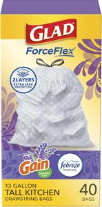 Bolsas de Basura Glad ForceFlex para Cocina, 13 Galones, Aroma Lavanda con Febreze, 40 Unidades (Paquete Puede Variar) - Product Image 6