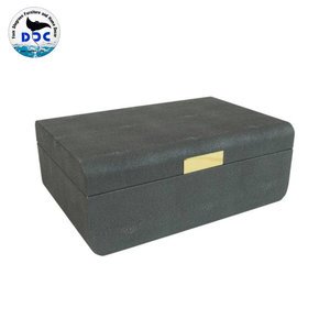 Boîte à bijoux en faux shagreen DPC Home Decor, boîte de rangement classique en shagreen, collier, bague avec plateau, bordure en laiton, modèle 0006 - Product Image 5