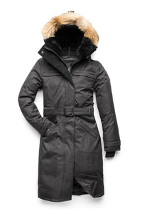 Dernier parka court à capuche pour femmes gris acier avec logo personnalisé veste d'hiver matelassée et bouffante en tricot - Product Image 2