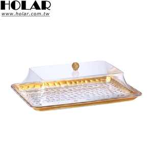 [Holar] plateau de service de gâteau en or rectangulaire multifonctionnel fabriqué à taïwan avec couvercle d'affichage - Product Image 1