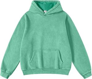 Sudadera con capucha de peso pesado Vintage para hombre, sudadera de algodón de felpa lavada, capucha de gran tamaño, ropa de calle de invierno, informal, liso - Product Image 1