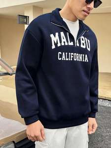 2025 automne personnalisé col haut avec fermeture éclair Streetwear hommes sweats quart-Zip sweats à capuche sweats poids lourd surdimensionné - Product Image 5