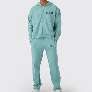 High Quality 350gsm Sweat Suits Oversized Heavyweight Custom Logo <b>Hoodies</b> and Sweatpants 2 Pcs Sweatsuits - Product Image 3