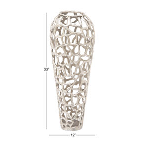 Vase en métal argenté et corail Vase de sol de décoration de maison moderne Vase de sol de décoration de jardin nickelé Vase de sol - Product Image 3