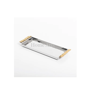 Plateau de service à chocolat couleur argent en acier inoxydable Plateau à dessert de taille personnalisée de forme rectangulaire pour l'usage au restaurant - Product Image 2