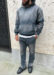 Sudadera con capucha extragrande personalizada al por mayor para invierno, estilo holgado, con efecto desgastado, streetwear, tallas grandes, estampada, para hombre, 100% orgánica - Product Image 5