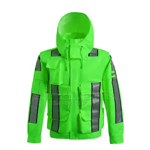 Jaket neon pakaian kerja reflektif, jaket Keamanan berpendar tahan air