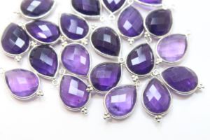 Pendentif en forme de poire à facettes en améthyste violette naturelle en argent sterling 925 13X16MM pour la fabrication de bijoux de mariage et de fête - Product Image 6