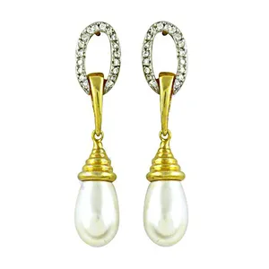 Boucles d'oreilles pendantes élégantes en perles pour femme, idée cadeau - Product Image 1