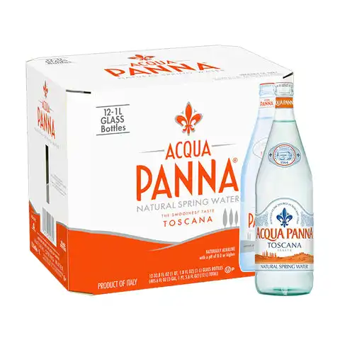 Tinggi sesuai permintaan Acqua Panna Toscana air musim semi alami dalam botol kaca 750ml/25.36 Fl.oz (12 hitungan botol kaca)