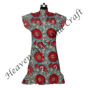 Elegante vestido MIDI de verano para mujer algodón corto sin mangas estampado floral fiesta desgaste bloque estampado patrón floral - Product Image 5
