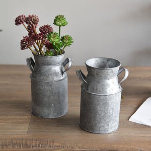 Maceta de flores de caña de leche de hierro galvanizado Vintage con asas para macetas de flores decorativas para el hogar y el jardín - Product Image 6