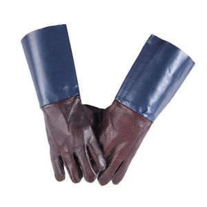 Guantes de seguridad de soldador naranja OEM con forro polar de algodón de cuero dividido de vaca tubería naranja - Product Image 5
