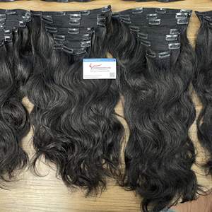 Raw Hair <b>Clip</b> in Hair Double Drawn 100% Vietnamese Human Hair <b>Extensions</b> No Shedding No Tangle No Chemicals Vietnam Factory - Product Image 2