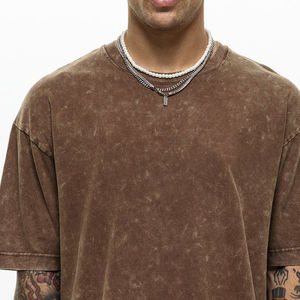 Algodón peinado de primera calidad personalizado peso pesado 100% algodón hombres camiseta 280GSM algodón grueso de gran tamaño lavado camisetas - Product Image 3