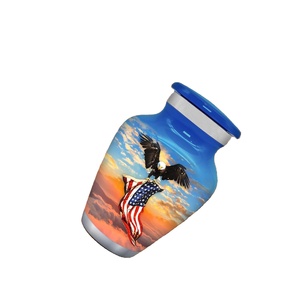 Urna de águila azul-Recuerdo pequeño para cenizas humanas con caja y bolsa-Urna azul con águila-Honra a tu ser querido con American - Product Image 1
