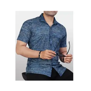 Easy to Wear Highly Comfortable Lycra- Shirt for Mens with Short Sleeves and Button Closure from Indian Exporter