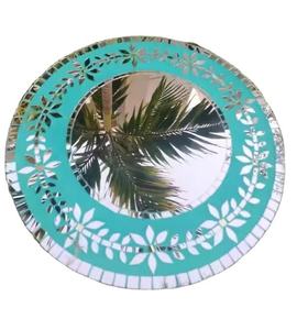 Espejo de Pared Moderno de Lujo con Incrustaciones de Hueso Verde y Diseño Floral, Marco Hecho a Mano para Decoración del Hogar, Bar Mitzvah, Ecológico - Product Image 1