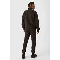 Sweat-shirt à col zippé noir uni pour homme avec logo personnalisé et pantalon de jogging assorti Trackstar OEM Private Label