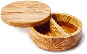Juego de Dos Recipientes para Sal de Madera de Olivo, Recipientes para Especias para Cocinar, Caja de Sal de Madera de Acacia, Soporte para Sal - Product Image 4