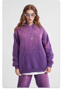 2025 nuevo estilo Vintage de gran tamaño con capucha de algodón para mujer con lavado ácido Sudadera con capucha 100% algodón Tie Dye Technics decoración de insignia de invierno - Product Image 5
