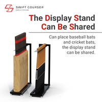 Support de présentation sur pied en métal thermolaqué noir/blanc pour rangement de battes de cricket et de baseball, montage facile