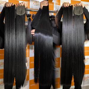 Extensions de cheveux humains vierges de couleur naturelle Faisceaux d'os droits pour femmes noires Vendeur de cheveux - Product Image 2