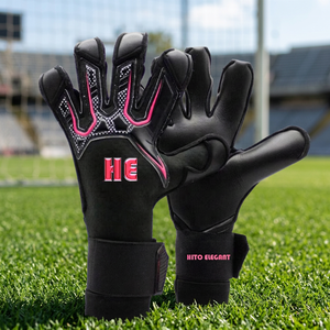 Gants de gardien de but en néoprène noir à design personnalisé, très demandés, avec latex allemand de 4 mm, découpe hybride en silicone et sangle en latex - Product Image 5