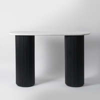 Table Console design scandinave Base de flûte en bois de manguier dessus en marbre pliable gonflable salon maison bureau chambre extérieur