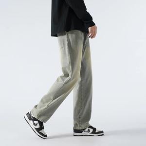 Jeans décontractés en coton pour hommes, jambe droite super longue, grande taille 190/115 cm, pantalon de vadrouille plat, fermeture à cordon de serrage, automne 110 - Product Image 1