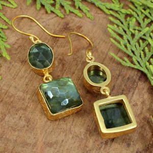 Boucles d'oreilles pendantes à la mode en améthyste verte en gros - Product Image 2