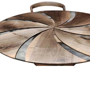 Mesa de Centro Redonda de Lujo con Base de Madera y Resina Epoxi, para Decoración de Restaurantes y Hoteles - Product Image 2