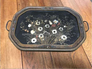 Vente chaude Grand plateau rond en métal galvanisé gris avec poignées Parfait pour le service de dessert et la décoration intérieure élégante - Product Image 2