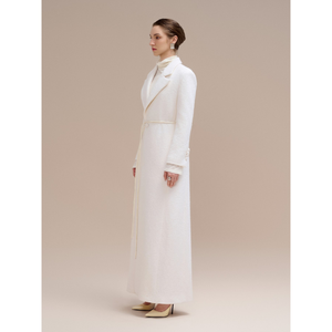 Manteau pour femmes Logo personnalisé Gwen Longueur Manteau Dos fendu Tweed Laine Vêtements d'hiver Mode durable Fabricant original - Product Image 1