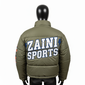 Veste matelassée pour femmes 320 GSM Polyester extérieur rembourrage chaud ton olive broderie personnalisée Patchwork veste matelassée pour femmes - Product Image 2