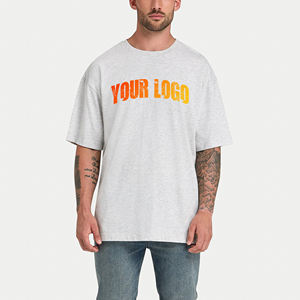 2025 artículo de tendencia 100% algodón haither gris camisetas para hombres logotipo impreso de pantalla personalizada suelta ajuste transpirable camiseta para hombre - Product Image 1