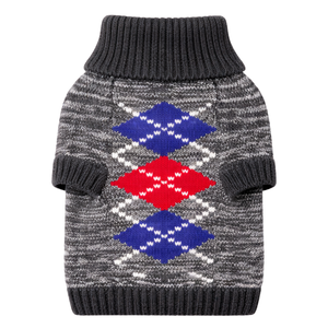 Suéter para Perro Gris Diamante, Suave y Cálido, Jersey para Mascotas, Ropa de Punto Acogedora para Invierno, para Perros Pequeños y Medianos, Diseño Clásico y Elegante - Product Image 5