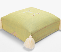 Coussin de sol en soie de Cactus élégant avec glands fait à la main, pouf de Cactus marocain carré Ottoman décoration de maison Style Boho
